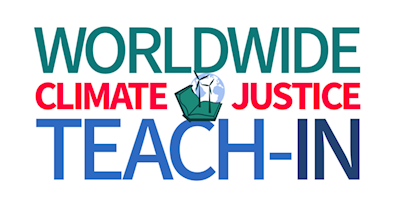 Worldwide climate/justice teach-in logo.